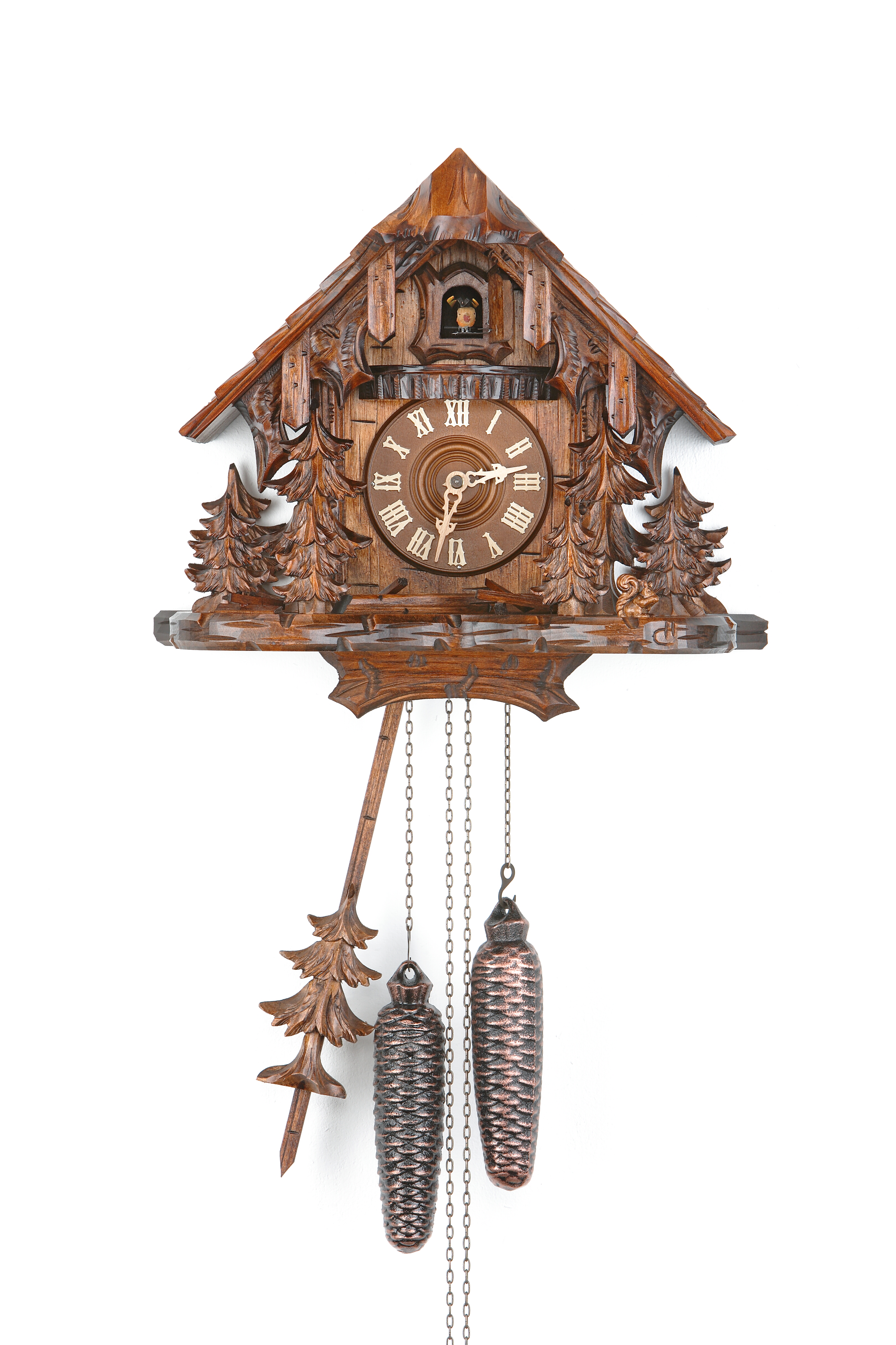 8 Days Cuckoo Clock Black Forest House with squirrel