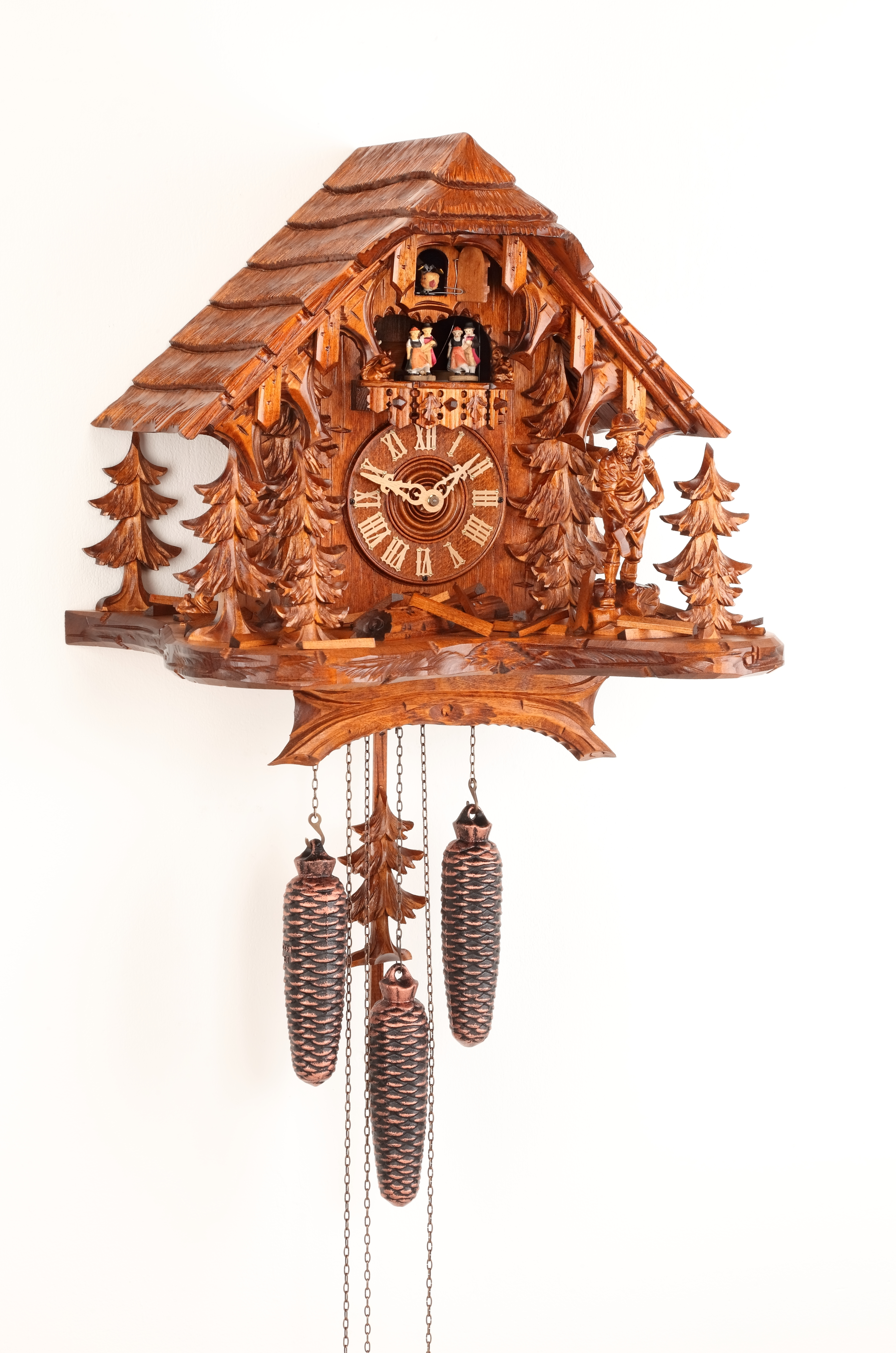 8 Days Music Dancer  Cuckoo Clock Black Forest House with Woodcutter