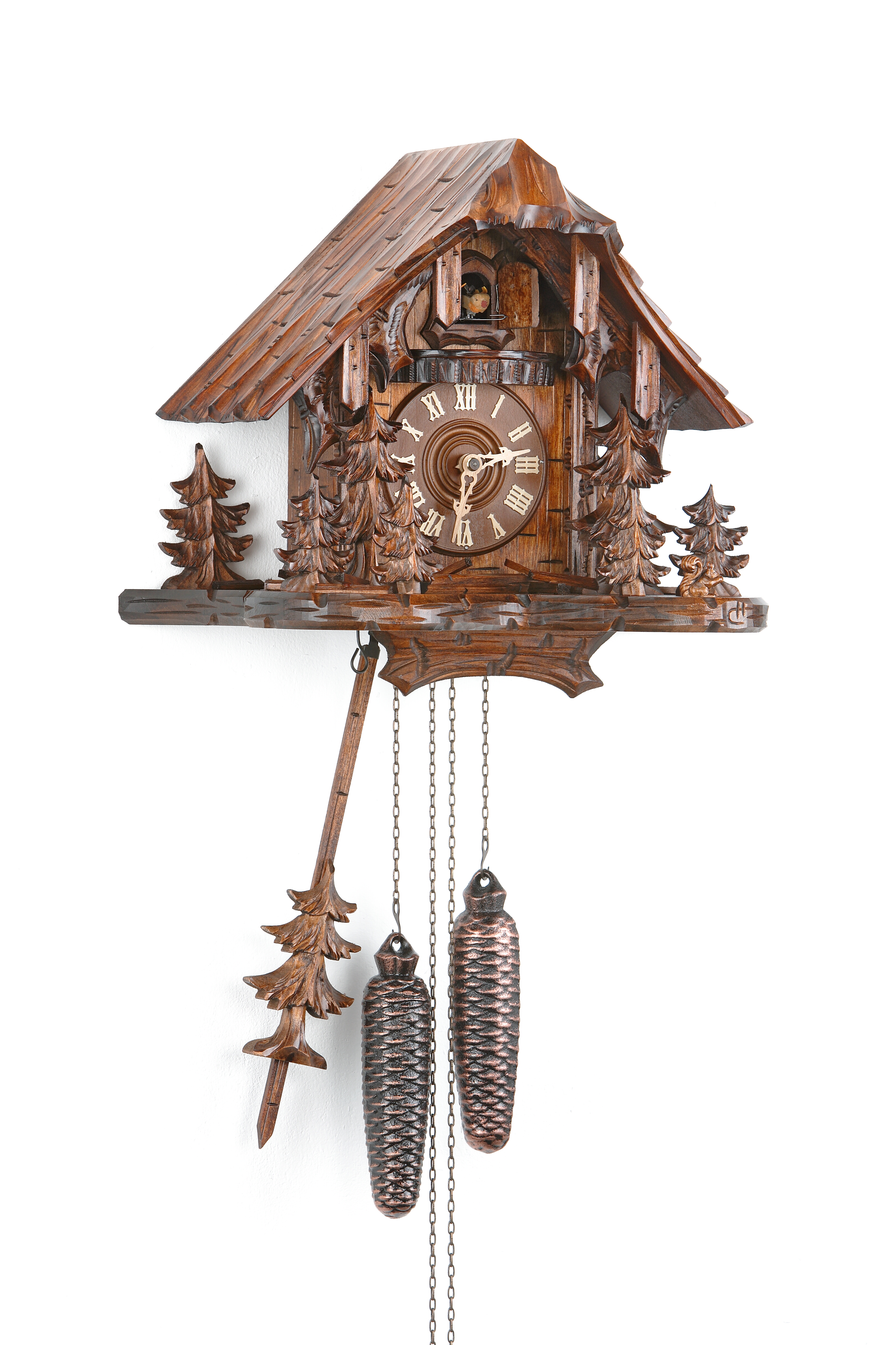 8 Days Cuckoo Clock Black Forest House with squirrel
