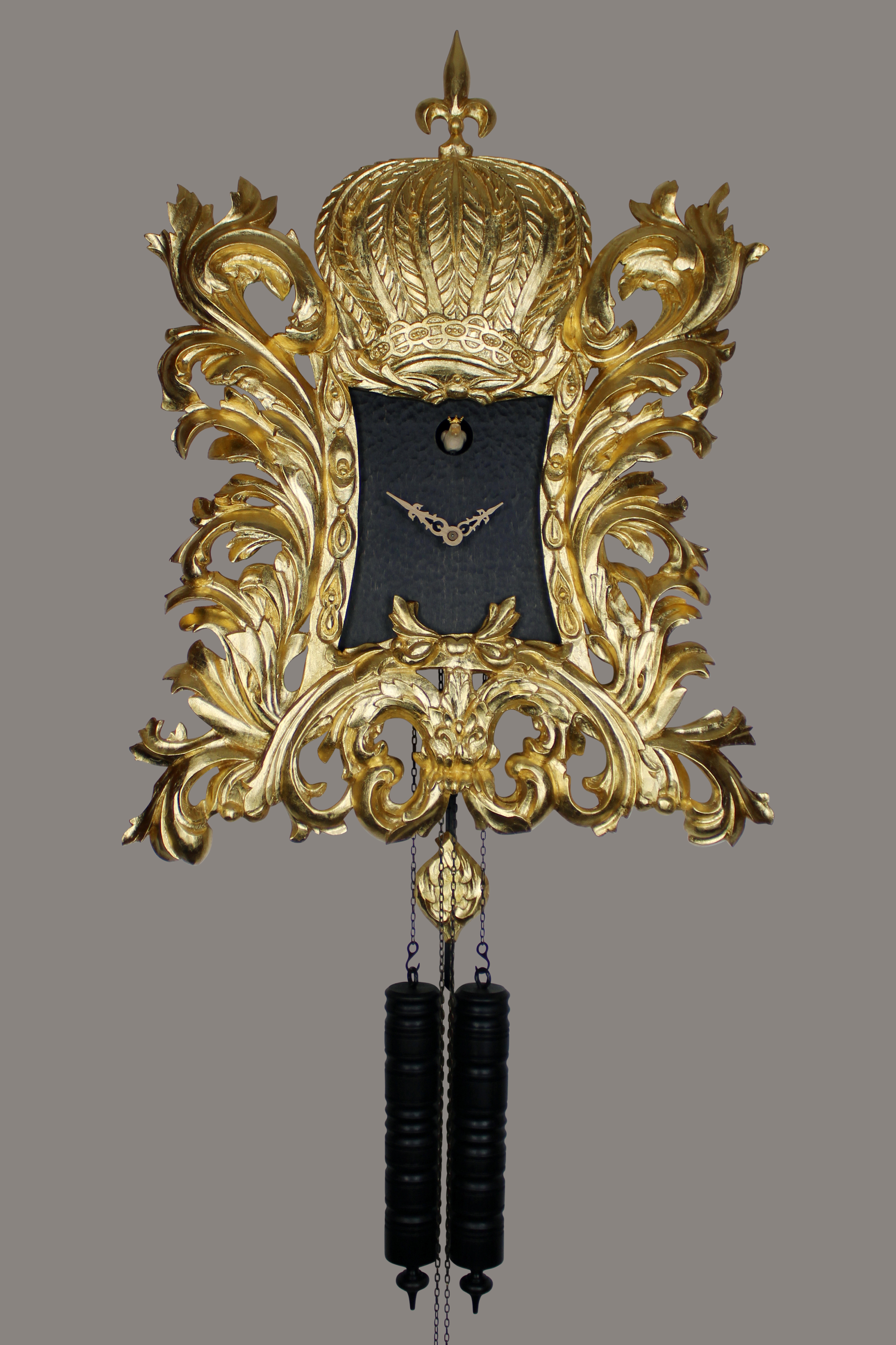 22K gold-plated Pompöös Cuckoo clock designed by Harald Glööckler