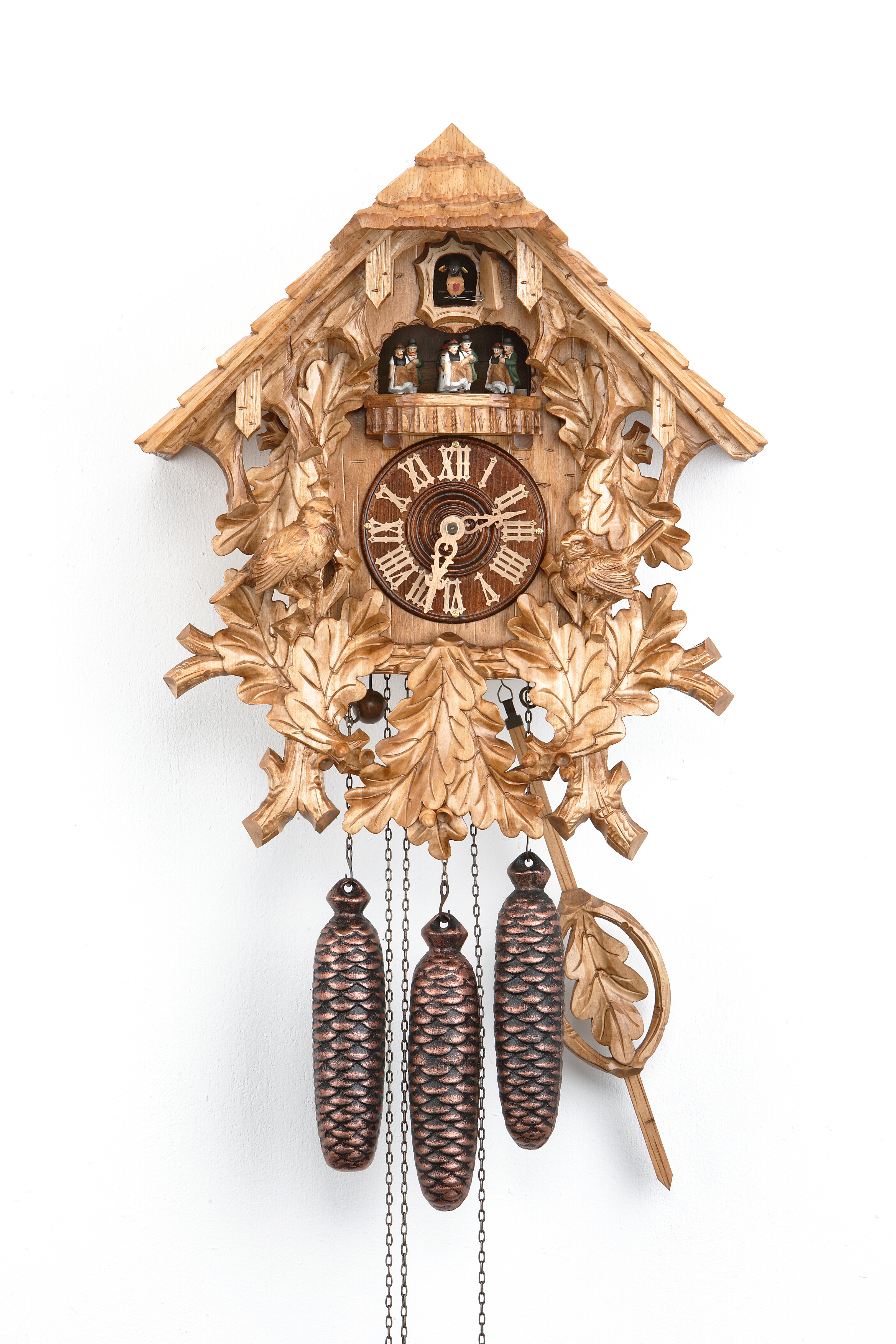 8 Days Music Dancer  Cuckoo Clock Black Forest House with sparrows