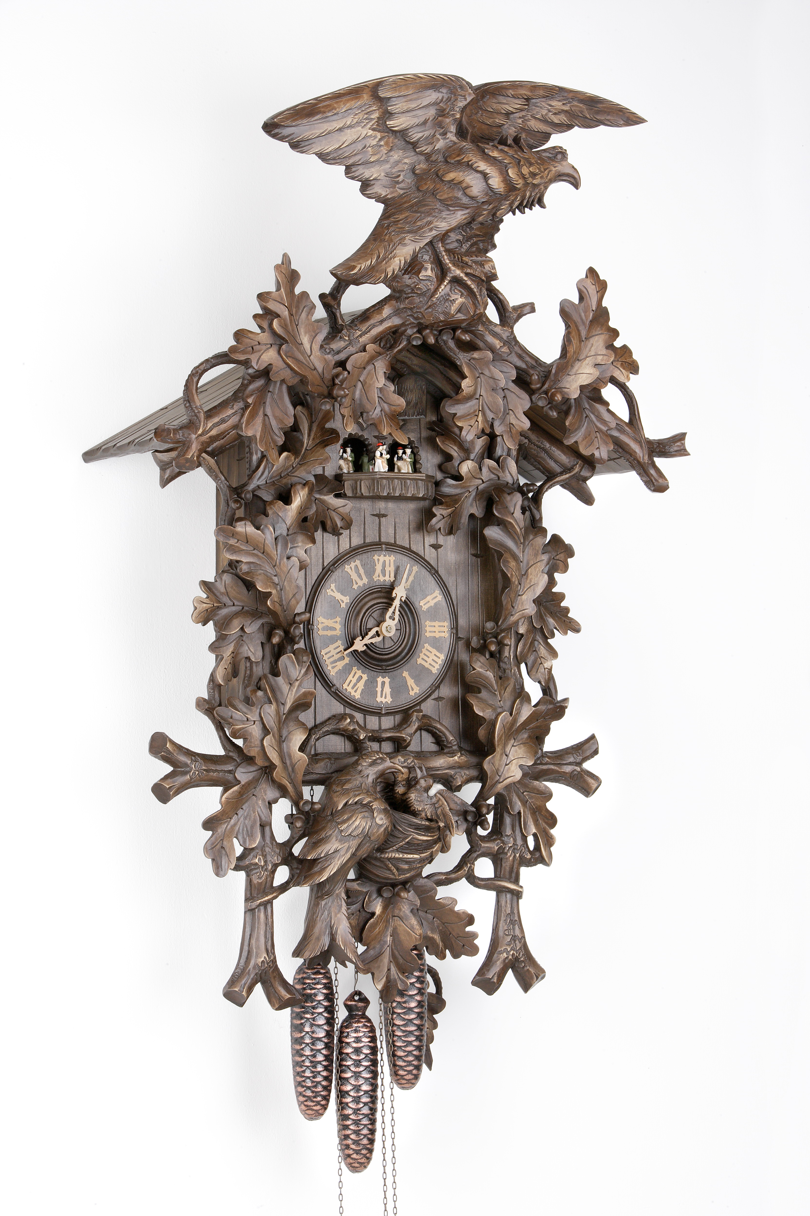 8 Days Music Dancer Cuckoo Clock with eagle and bird family